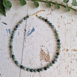 Mossagate unika halv�delstens halsk�de