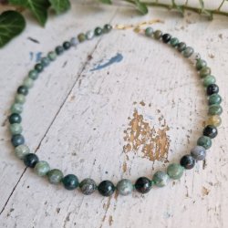 Mossagate unika halv�delstens halsk�de
