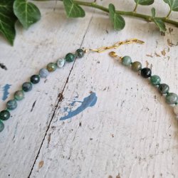 Mossagate unika halv�delstens halsk�de