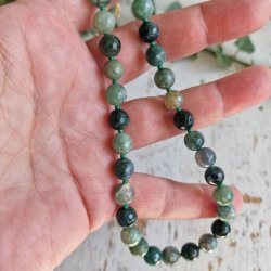 Mossagate unika halv�delstens halsk�de