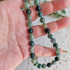 Mossagate unika halv�delstens halsk�de