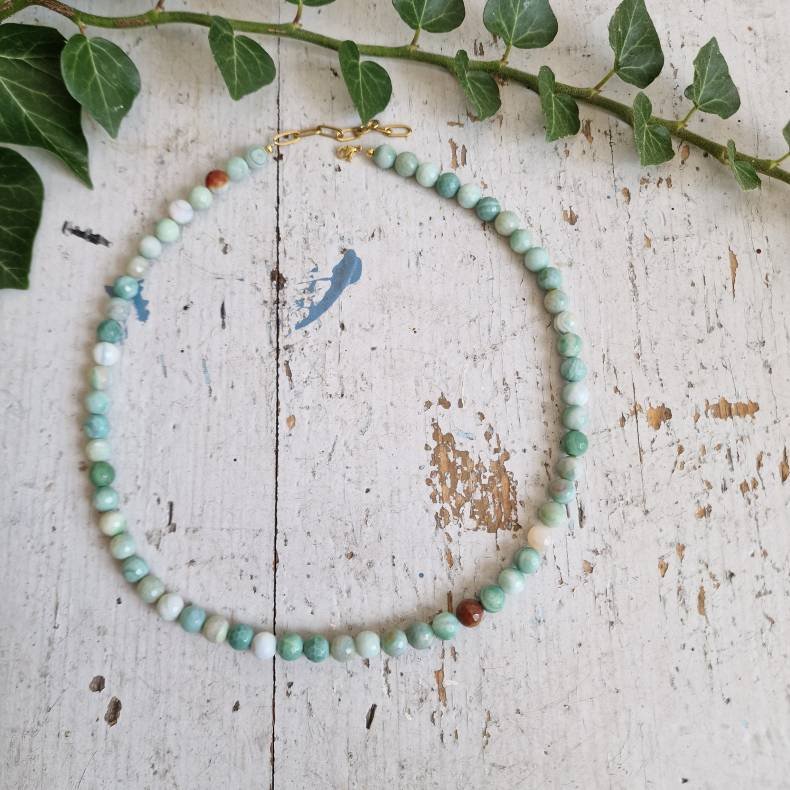Amazonite unika multi facet halsk�de