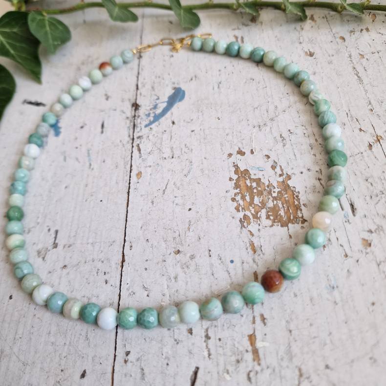 Amazonite unika multi facet halsk�de