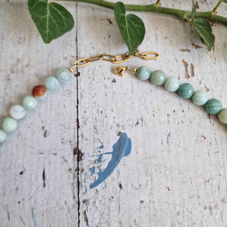 Amazonite unika multi facet halsk�de
