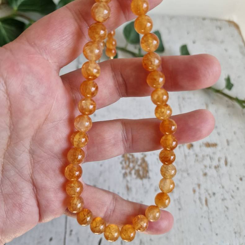 Orange aventurin halv�delstens unika halsk�de