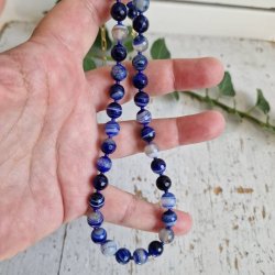 Bl� agate unika halsk�de