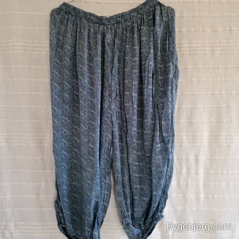 Silke bukser vintage saree lysebl m/xl