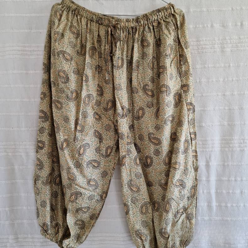 Silke bukser vintage saree fldefarvede m/xl