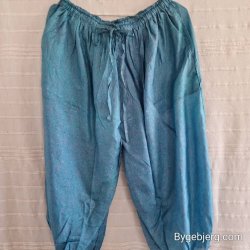 Silke bukser vintage saree turkis/lysebl m/xl