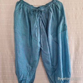 Silke bukser vintage saree turkis/lysebl m/xl