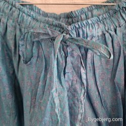 Silke bukser vintage saree turkis/lysebl m/xl