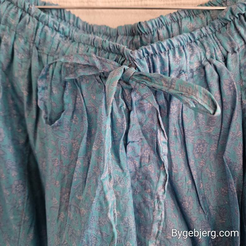Silke bukser vintage saree turkis/lysebl m/xl