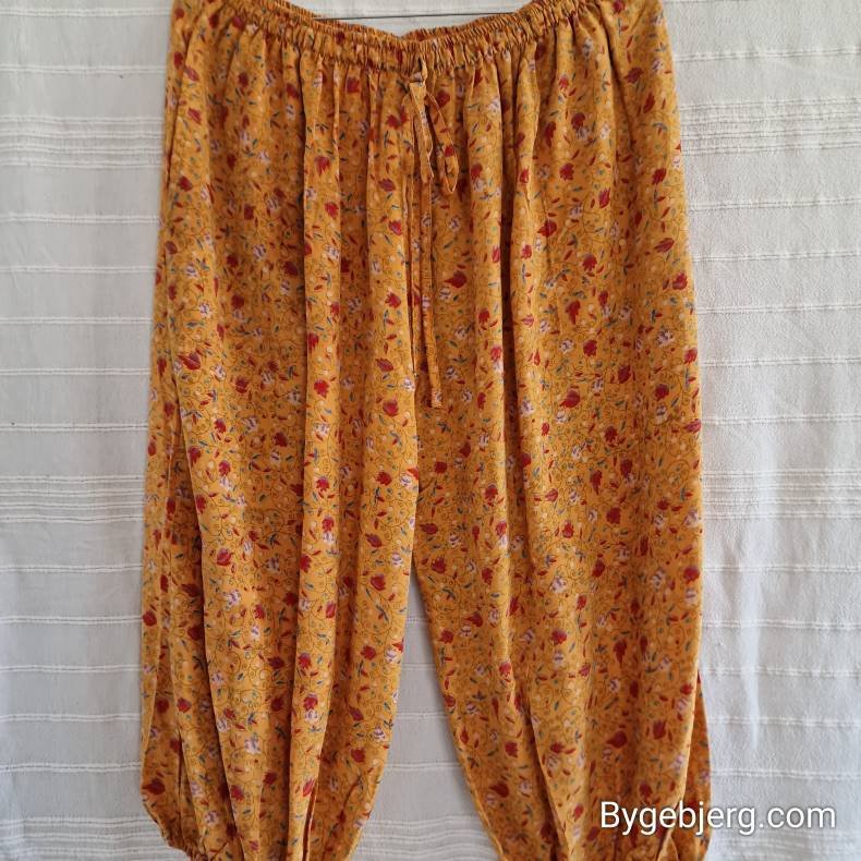 Silke bukser vintage saree gul m/xl