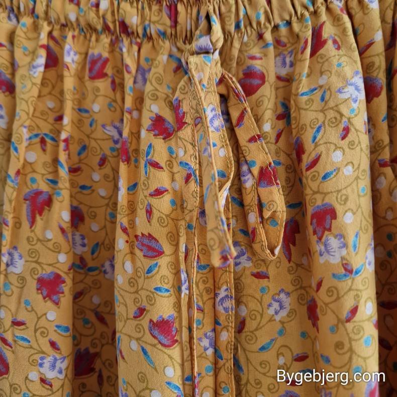 Silke bukser vintage saree gul m/xl