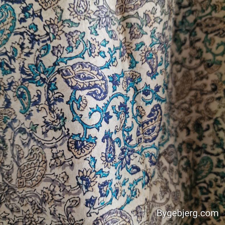 Silke bukser vintage saree flde/turkis/bl m/xl