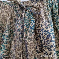 Silke bukser vintage saree flde/turkis/bl m/xl