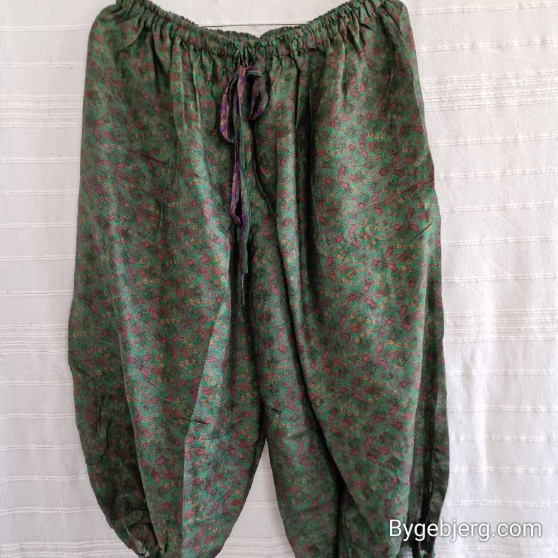 Silke bukser vintage saree grn/brun m/xl
