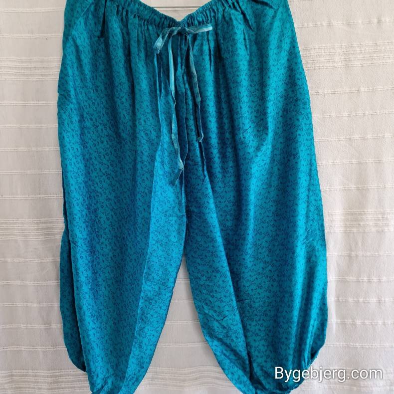 Silke bukser vintage saree grnturkis m/xl