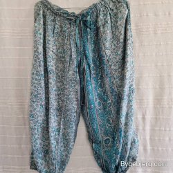 Silke bukser vintage saree turkis/gr m/xl