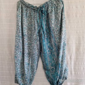 Silke bukser vintage saree turkis/gr m/xl