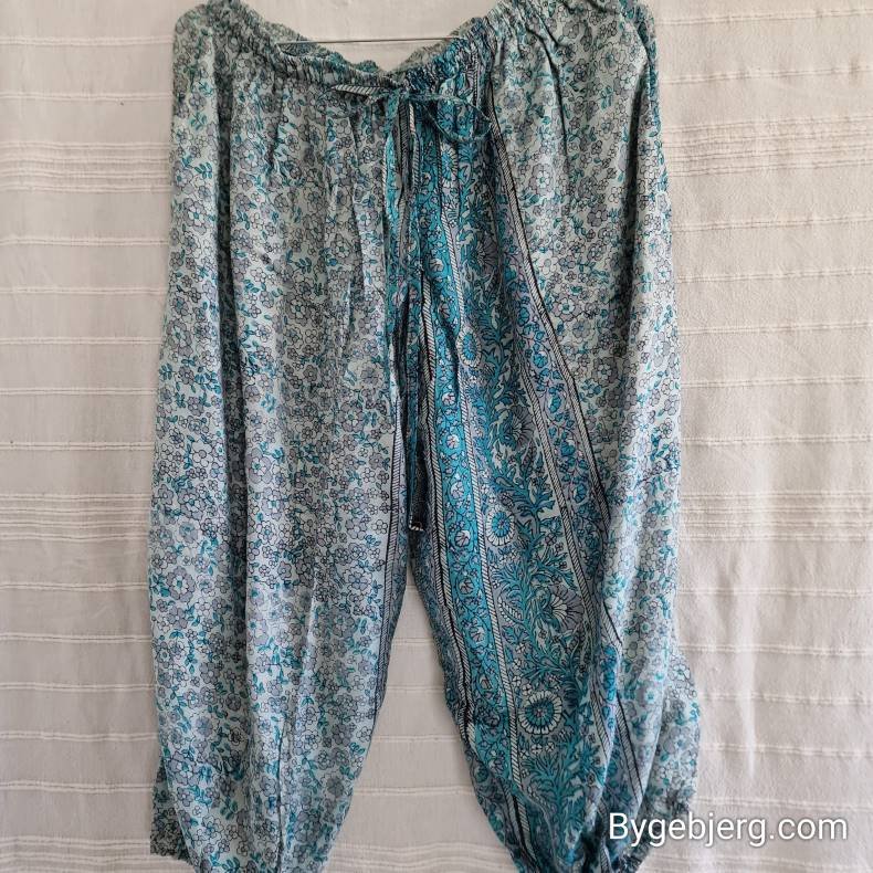 Silke bukser vintage saree turkis/gr m/xl