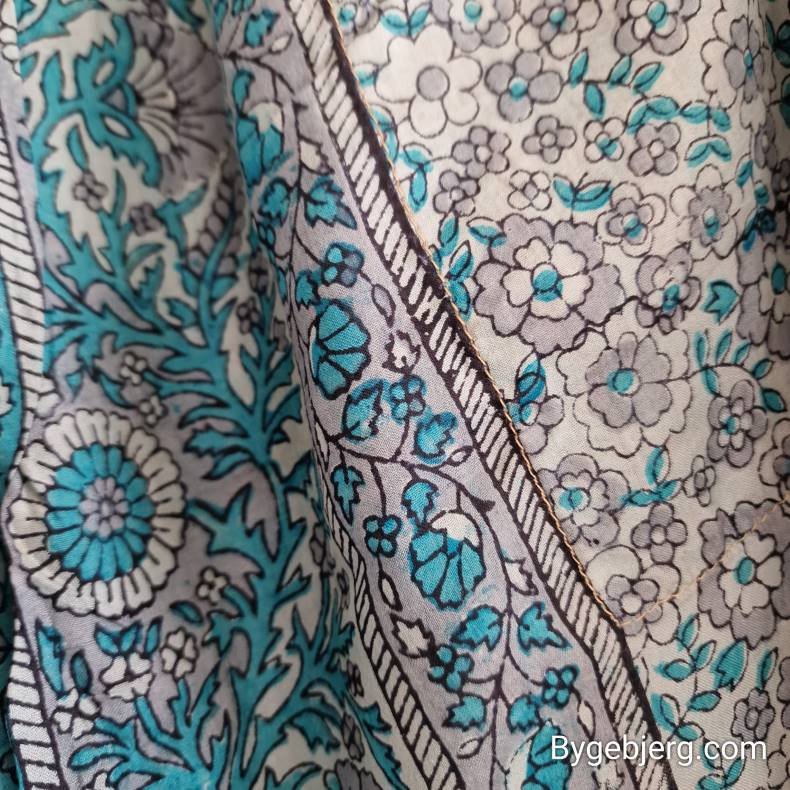 Silke bukser vintage saree turkis/gr m/xl