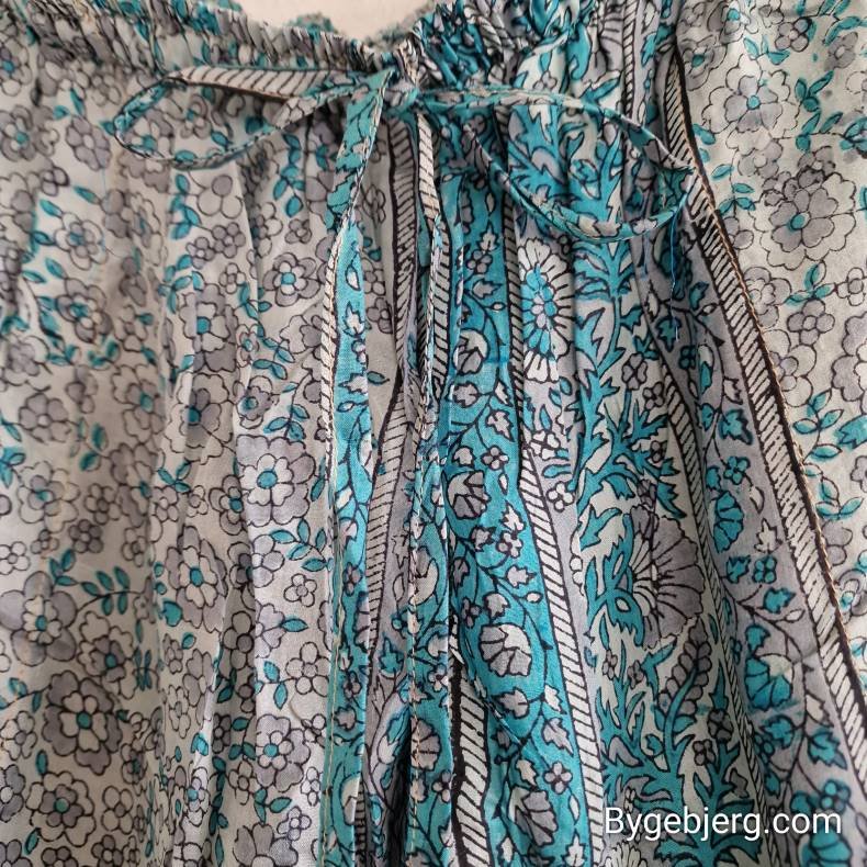 Silke bukser vintage saree turkis/gr m/xl