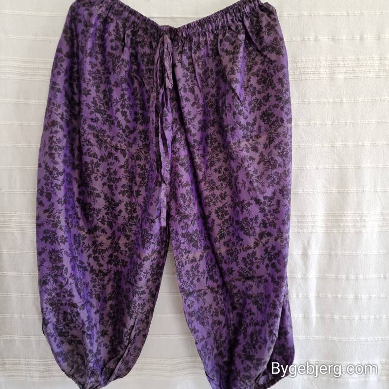 Silke bukser vintage saree lilla/grn m/xl