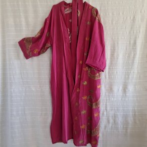 Silke kimono bygebjerg lang broderet m.blte No.14