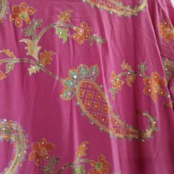 Silke kimono bygebjerg lang broderet m.blte No.14