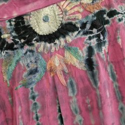 Silke kimono bygebjerg lang broderet tiedye m.blte No.16
