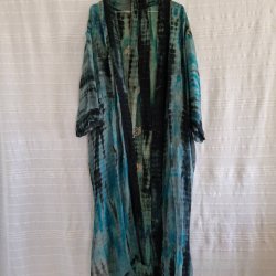 Silke kimono bygebjerg lang broderet tiedye m.blte No.17