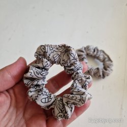 Scrunchies gr/hvid vintage silke Small