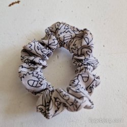 Scrunchies gr/hvid vintage silke Small
