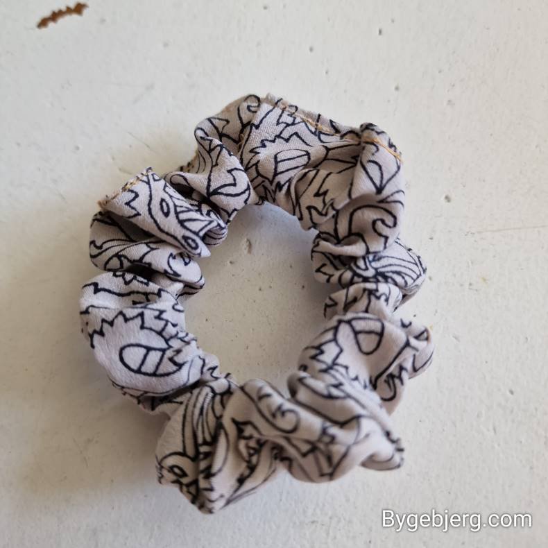 Scrunchies gr/hvid vintage silke Small