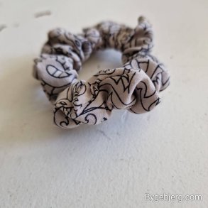 Scrunchies gr/hvid vintage silke Small