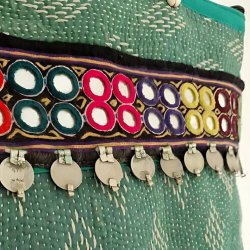 Vintage kantha taske grn