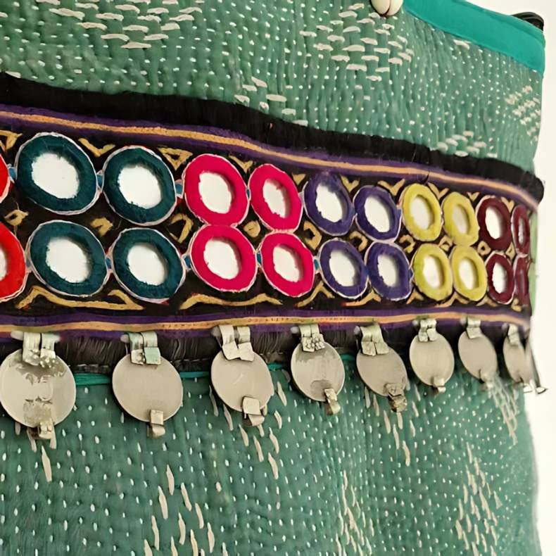 Vintage kantha taske grn