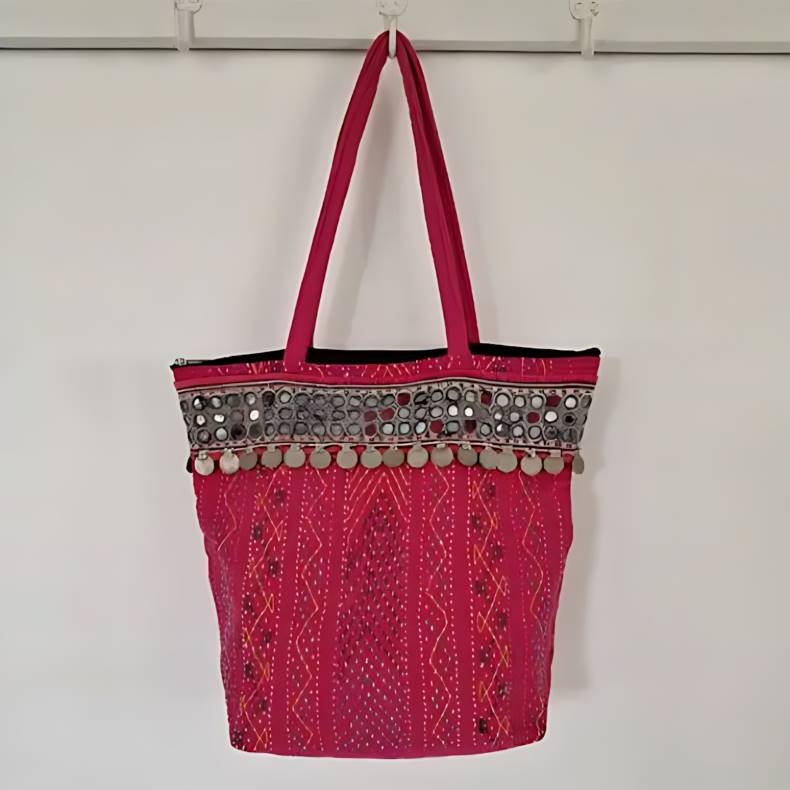 Vintage kantha taske pink