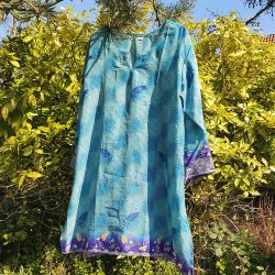 Tunika turkis/bl silke, XL