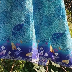 Tunika turkis/bl silke, XL