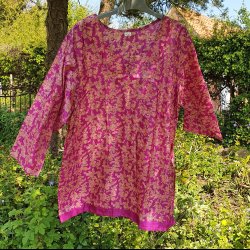 Tunika pink/lilla silke L /XL