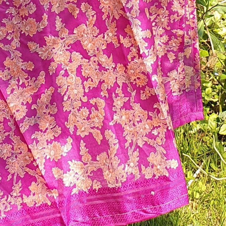 Tunika pink/lilla silke L /XL