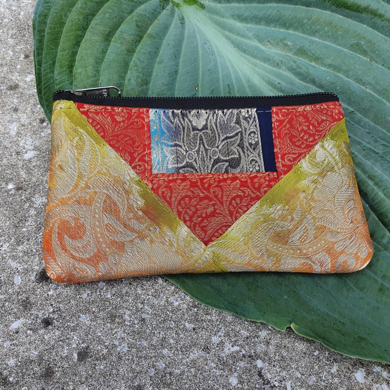 Luksus silke pung lime/orange/rd