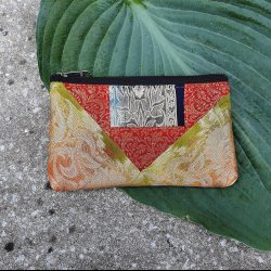 Luksus silke pung lime/orange/rd