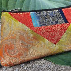 Luksus silke pung lime/orange/rd