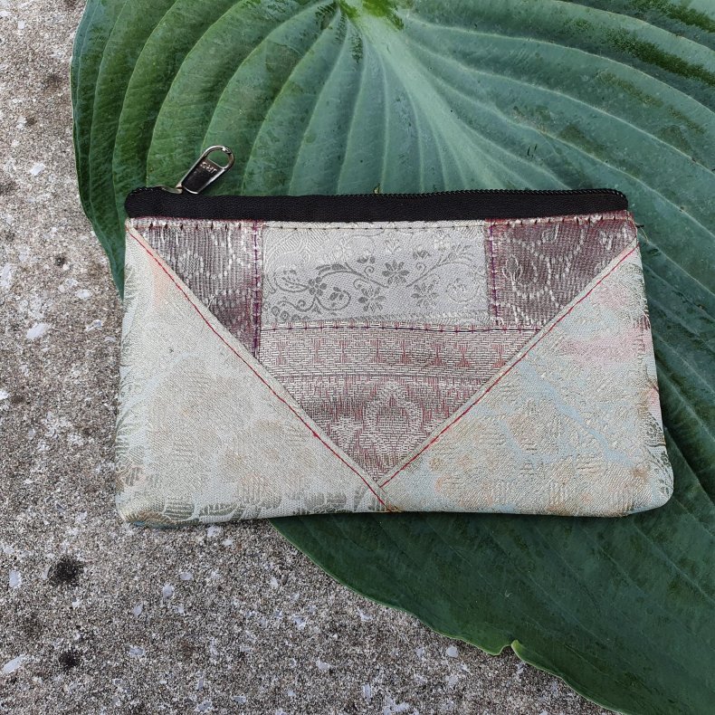 Luksus silke pung sart grn/turkis