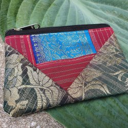 Luksus silke pung mrkoliven/rd lille