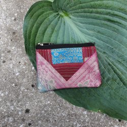 Luksus silke pung, rosa/mrkrd, lille