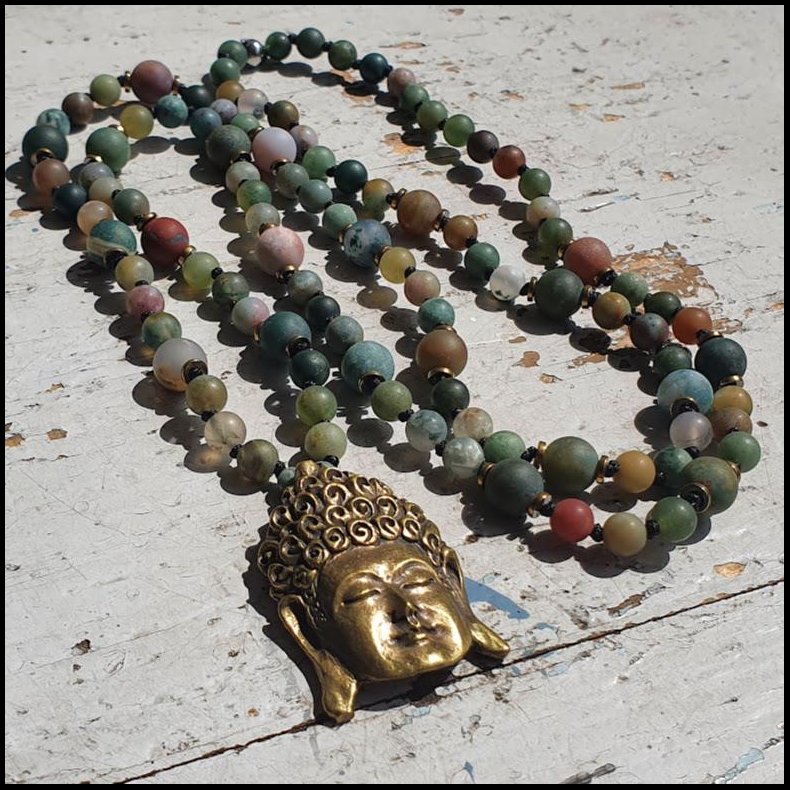 Agate india Buddha Luksus boheme mala